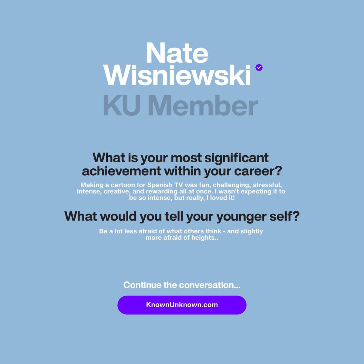 knownunknownco's tweet photo. #KUmmunity manager, animator &amp; designer @WisNate is today’s #MemberMonday!

Nate co-hosts @knownunknownpod &amp; his daily inspiration on https://t.co/eFFUu1xN6a brings us together through thought provoking question &amp; informative reporting.

We 🖤 Nate!

#KUavatar #LeoMoji https://t.co/FBpDJKMwYU