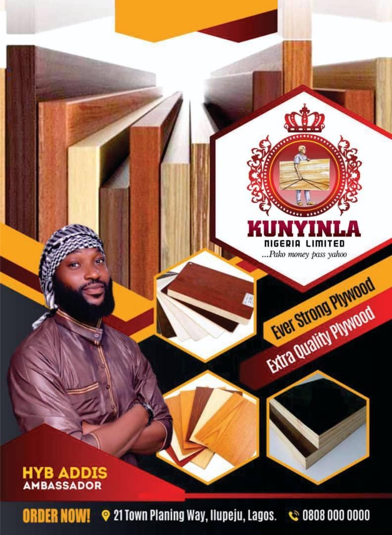 FeyisaraOkeowo's tweet photo. KunyinlaNIGLTD

FOR YOUR QUALITY IMPORTED PLYWOOD
CONTACT......

KUNYINLA NIG LTD....
A SUBSIDIARIES ARE STATED BELOW.
OUR ADDRESS ARE STATED BELOW...
21 INDUSTRIAL AVENUE ILUPEJU LAGIS
43 TOWN PLANNING WAY ILUPEJU LAGOS
296 AGEGE MOTOR ROAD OLORUNSOGO MUSHIN LAGOS https://t.co/5qQTO1b7fa