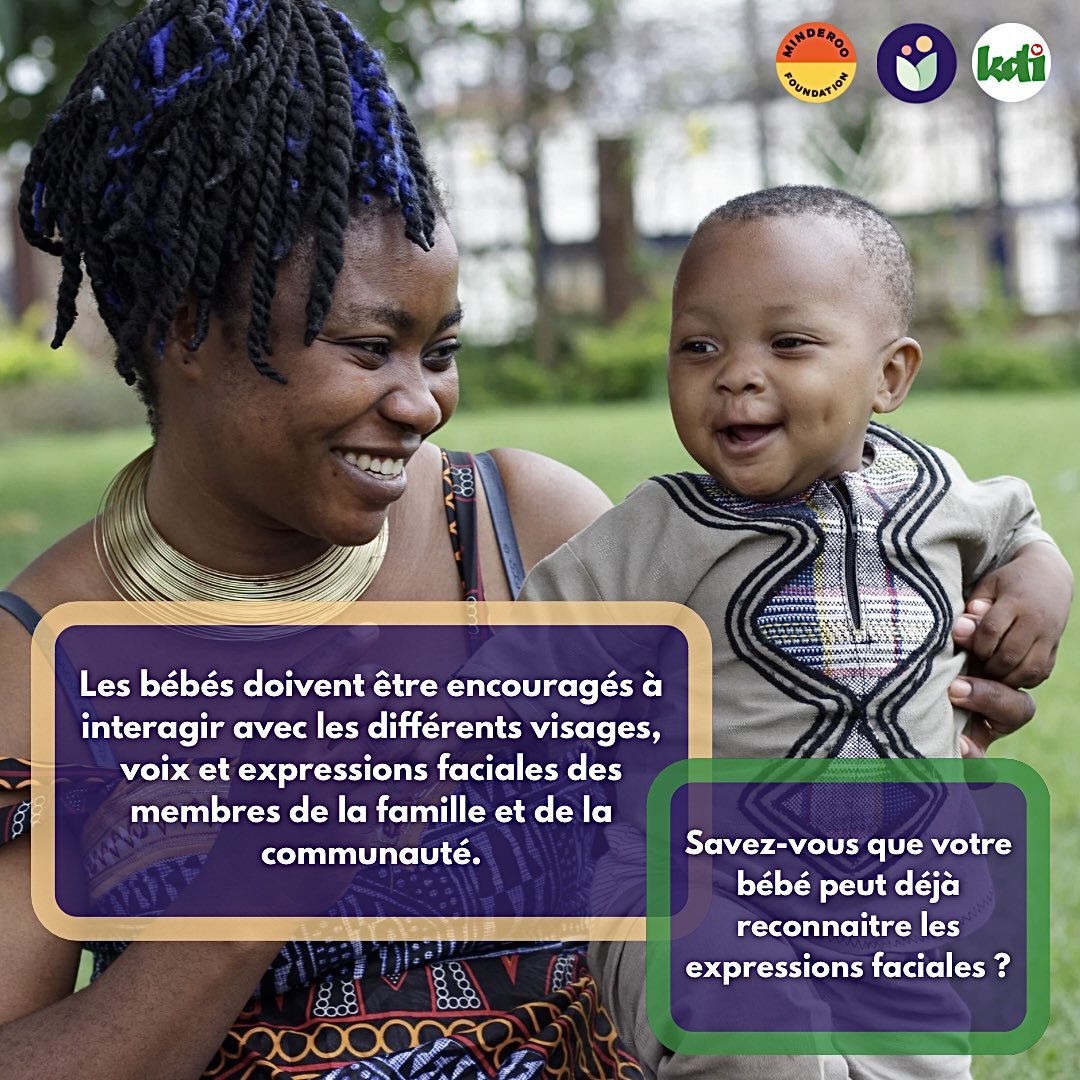 KalkabaDI's tweet photo. Dès la naissance, les bébés aiment regarder les visages.
Aidez les à apprendre à connaître les signes sociaux, à comprendre les émotions et les intentions, à communiquer verbalement et non-verbalement.

#kdi #minderoofoundation #thrivebyfive #cameroon #cameroun https://t.co/k1Wjs4TEe7