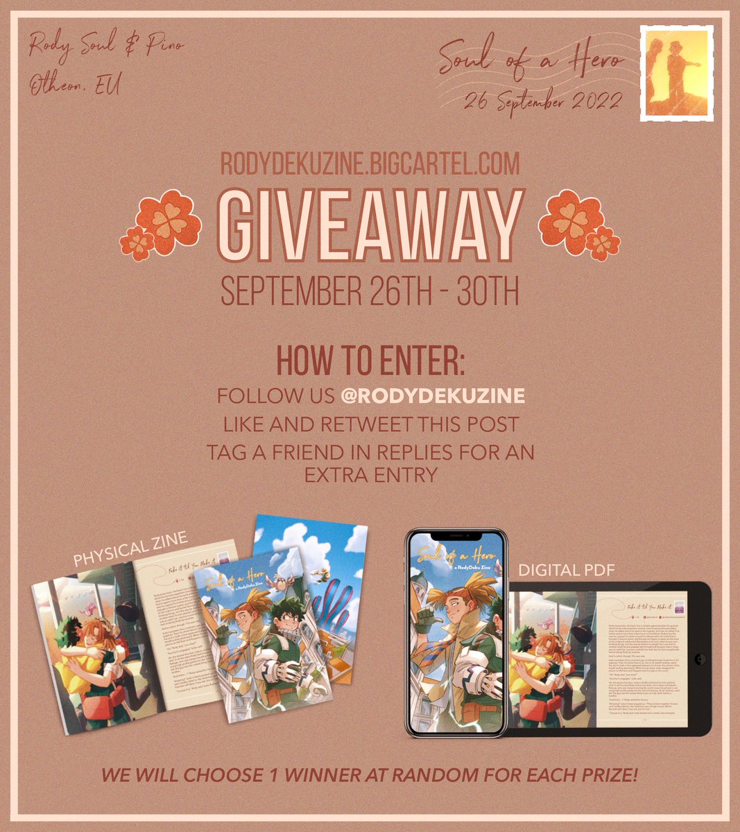🐦GIVEAWAY🥦

As a thank you for the support so far, we're hosting a giveaway! 

To enter:
🌟follow us <a href="/RodyDekuZine/">The Soul of A Hero @LEFTOVER SHIPPING</a> 
🌟like &amp; RT this post
🌟tag a friend for an extra entry

#rodydeku #rodeku #izurody