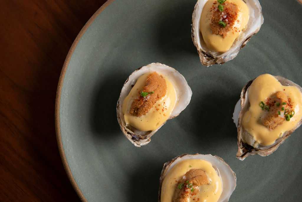 Dive into the new menu with us? 'Oysters Manhatta' with uni and champagne sabayon are available in the dining room and at the bar.