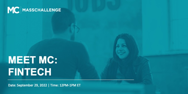 MassChallenge's tweet photo. #FinTech Founders, the 3-day countdown begins! ⏰ Learn how you'll be introduced to #investors in-program, and more w/ the #MCFT team at the 2023 FinTech applications launch event 📅 9/29 @ 12PM ET. Apps open 10/4! 

✅ Secure Your Ticket Now! https://t.co/CYirUcNVpd #MEETMC https://t.co/CkGitkYoMh