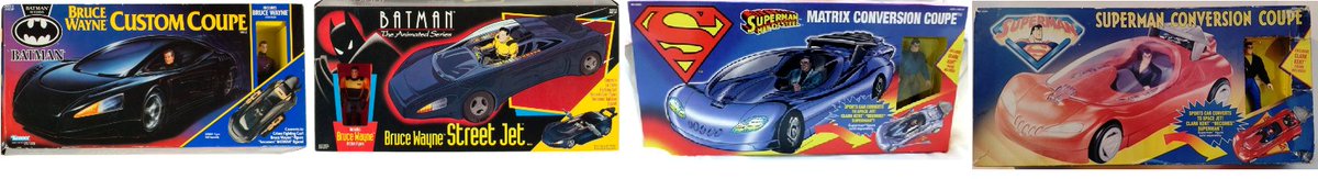 @InnerDemonsGR @burdge_tara @Hasbro @WerewolfPodcast Also here is the time line of Kenner's Bruce Wayne Custom Coupe in this pic and i think the 1995 The Mask's Maskmobile is a retool of Terminator 2 Mobile Assault Vehicle as well.