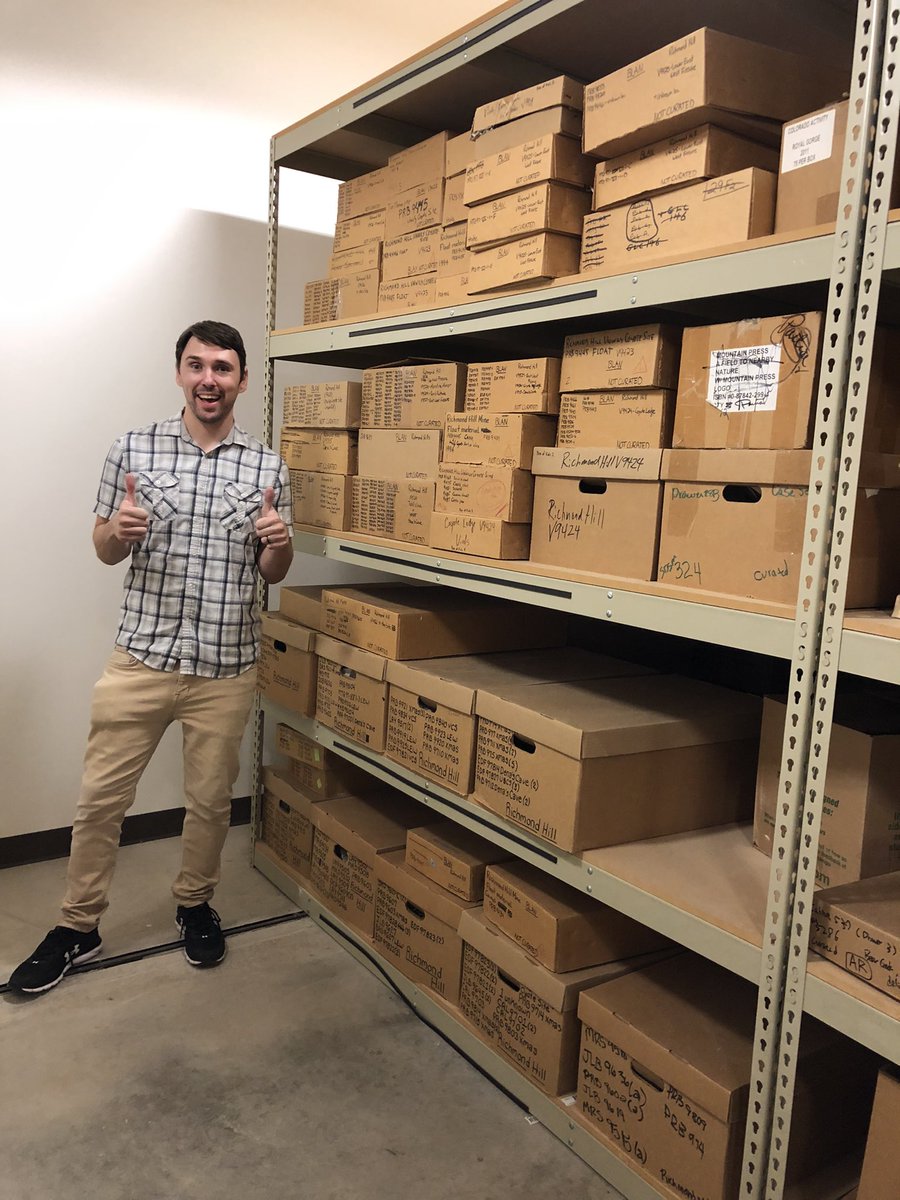 SarKeeKee's tweet photo. Thanks to funding from @US_IMLS, the Pliocene-age Richmond Hill site from the SD Black Hills is going to get some MUCH needed curation over the next 2 years! The site is a fissure fill deposit. Here’s @NateFox07 next to the uncurated matrix for scale! #Funded #Paleo #CaveScience https://t.co/SANLNw7cmT