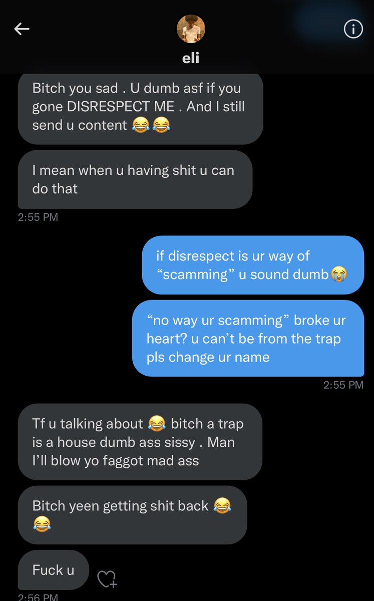 Aaron2tyme's tweet photo. @TRAPBOYELII Anyway like i was saying not only do u scam your community after not sending paid for content for 2 days you threaten and call them slurs? https://t.co/HXeIpWCFjO