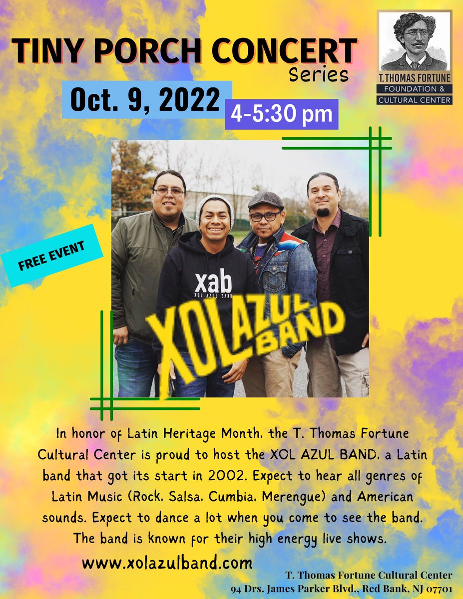 Come out and celebrate Latin Heritage Month with us and this high energy and dynamic band! You won’t want to miss it!