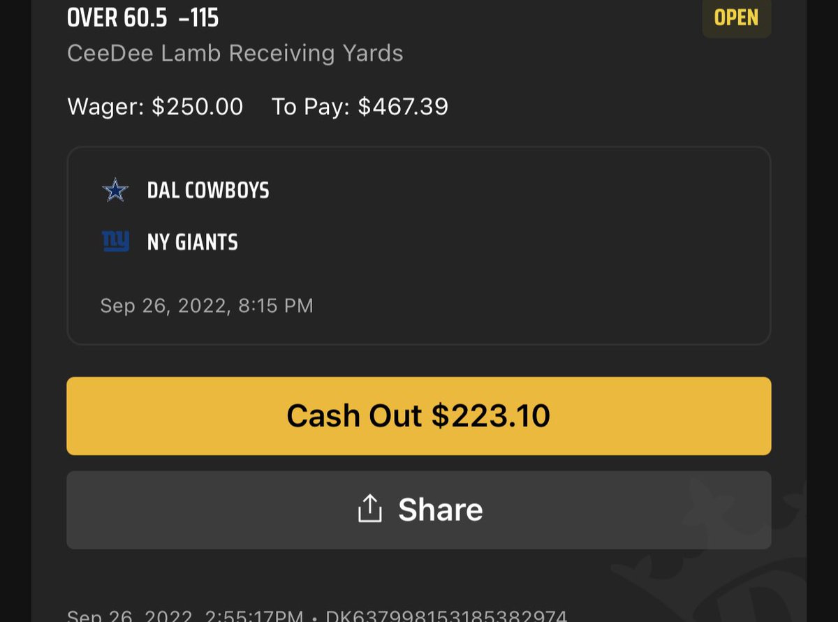 CHOKEJR's tweet photo. MNF COWBOYS CEEDEE LAMB 

OVER 60.5 Receiving Yards   DK (-110)

Cooper loves Ceedee and with Gallup and schultz out expect him to carry the wr room giants middle of the pack pass defense 

#MNF #CowboysNation #Ceedee #FreePlays #GamblingTwitter https://t.co/hEQZOvND90