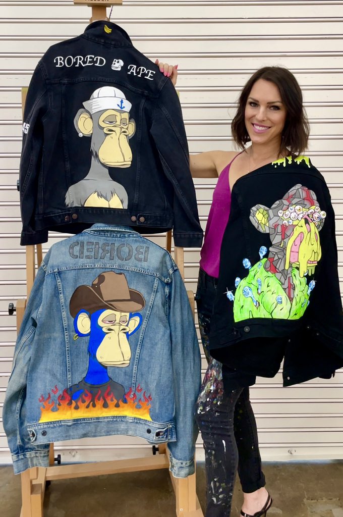 Angela Fabbri = Pink Ape (@fabbriology) on Twitter photo Happy #mutantmonday from me and my <a href="/BoredApeYC/">Bored Ape Yacht Club π</a> masterpieces!
Only 90 days until Xmas π€― Currently a 42 day lead time for custom hand painted NFT jackets.
DM me to yours in queue! Happy #mutantmonday from me and my <a href="/BoredApeYC/">Bored Ape Yacht Club π</a> masterpieces!
Only 90 days until Xmas π€― Currently a 42 day lead time for custom hand painted NFT jackets.
DM me to yours in queue!