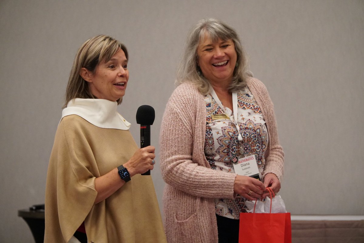 MathEdnet's tweet photo. Lots of thanks from outgoing president @Joleighhoney to board members for their service, with Diana Suddreth, @christinegoko, Denise Schultz, and @lashe920. (And more not pictured!) #ASSM22 https://t.co/lJwRoAS3hb
