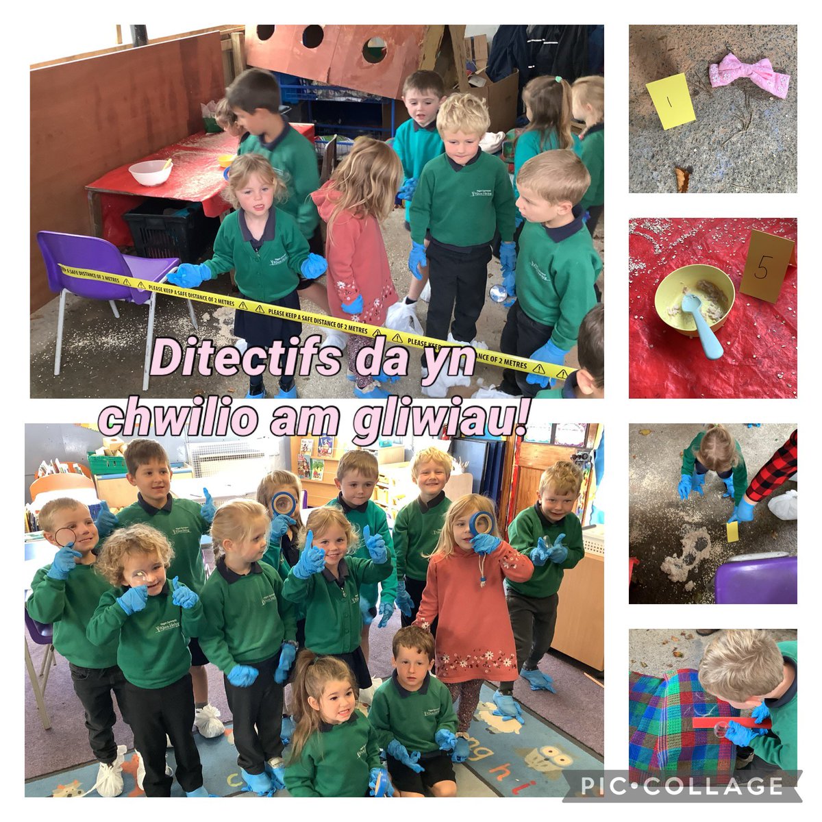 ⚠️ Cyffro mawr yn Blaguro heddiw ar ôl i rhywun dorri mewn! ⚠️ Bu’r plant yn dditectifs da ac yn chwilio am gliwiau pwysig 🕵🏼👩🏼‍🦱🪑🎀
⚠️ A lot of excitement in Blaguro today after somebody broke in! ⚠️ The pupils were great detectives and searched for important clues 🕵🏼👩🏼‍🦱🪑🎀