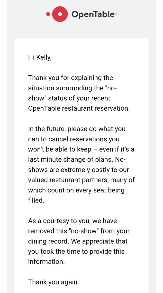WFT is this scolding email from <a href="/OpenTable/">OpenTable</a> for?! The **restaurant** cancelled 2 hours before my reservation 😵 it was costly and inconvenience for **me** 🥴
