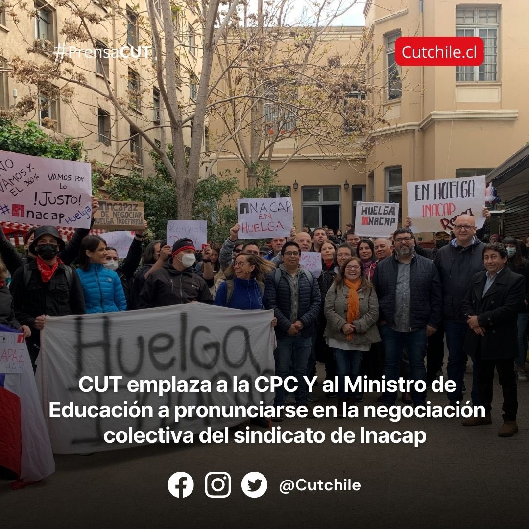 Cutchile's tweet photo. #PrensaCUT | La CUT y Sinade, esta mañana realizaron un punto de prensa con el fin de hacer un llamado a la CPC, a pronunciarse al respecto de la fallida negociación colectiva.

📌 la nota completa aquí 👉🏽 https://t.co/RLoaqFqQMM https://t.co/OTVBQXzEVE
