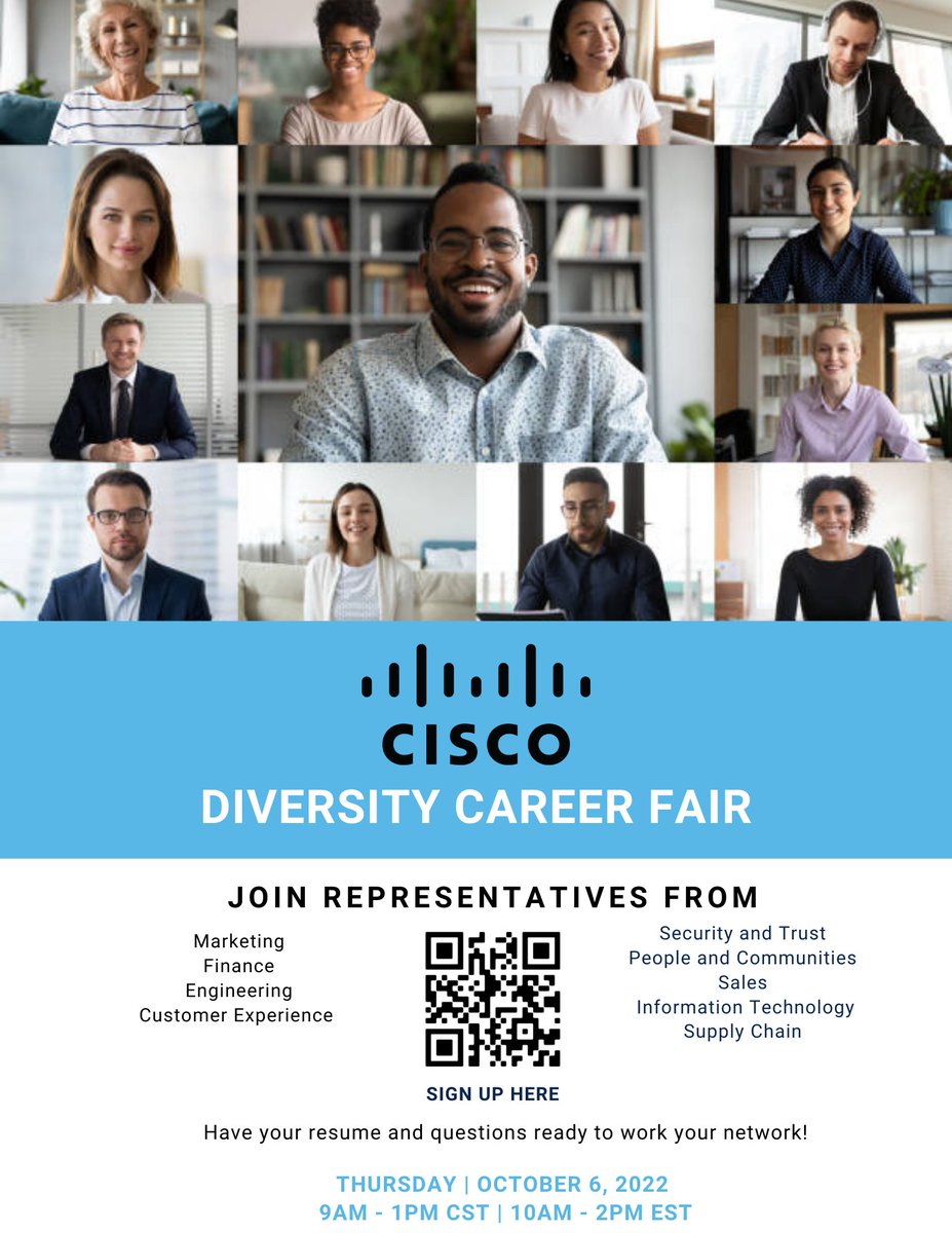 Cisco Systems is having a Virtual Diversity Career Fair on October 6th! <a href="/Cisco/">Cisco</a>