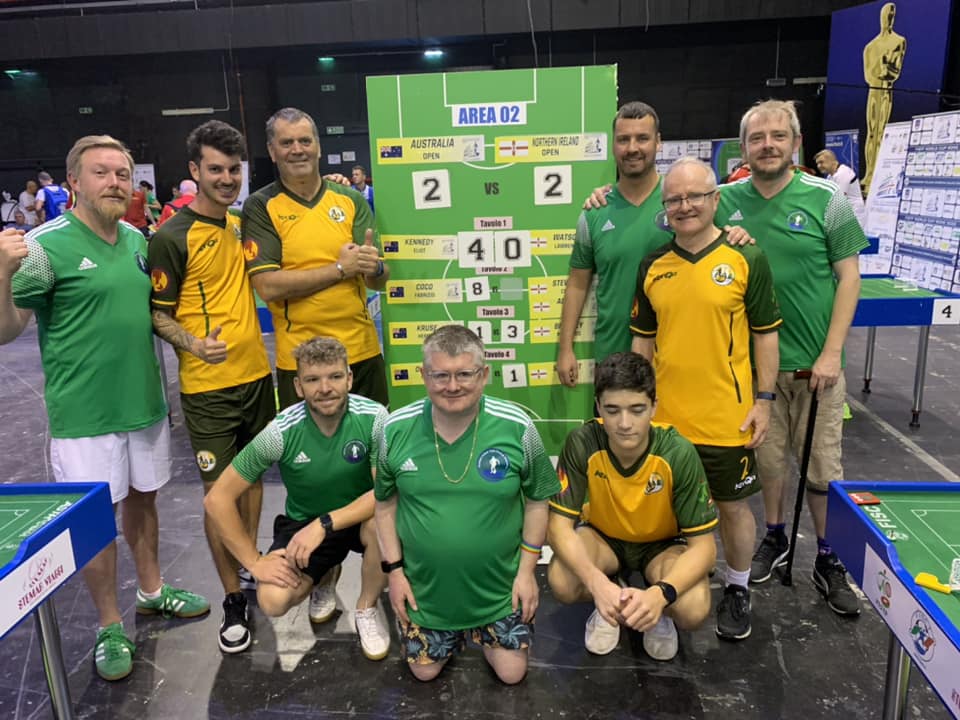 Congratulations to the Northern Ireland Subbuteo World Cup Team in Rome. Great experience and cameraderie, the highlight being the 2-2 draw with Australia. More on nitfa.org.uk and facebook.com/nitfasubbuteo/
