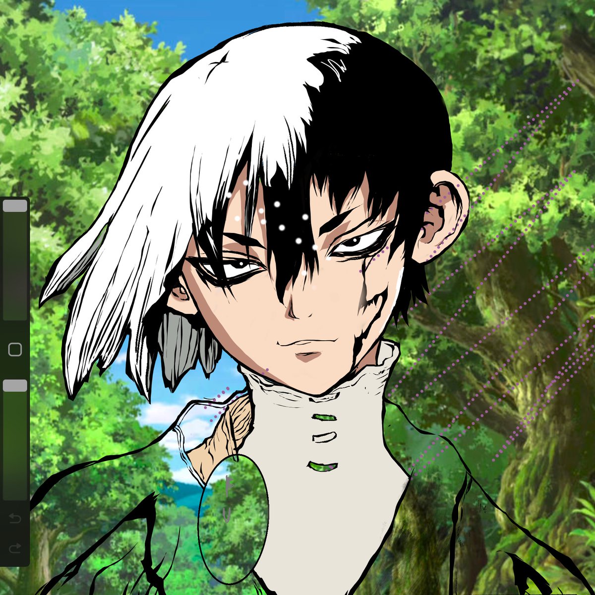 LordJuro's tweet photo. @DrStone_EN Fun character to illustrate!

#DrSTONE https://t.co/wPr285EIRE