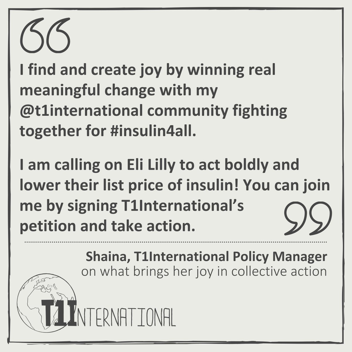 My name is Shaina Kasper (she/hers) and I believe in a world where people living with diabetes, like me, have everything we need to survive and achieve our dreams, including access to affordable insulin 

I find joy by winning real meaningful change: t1international.com/healthiswealth/