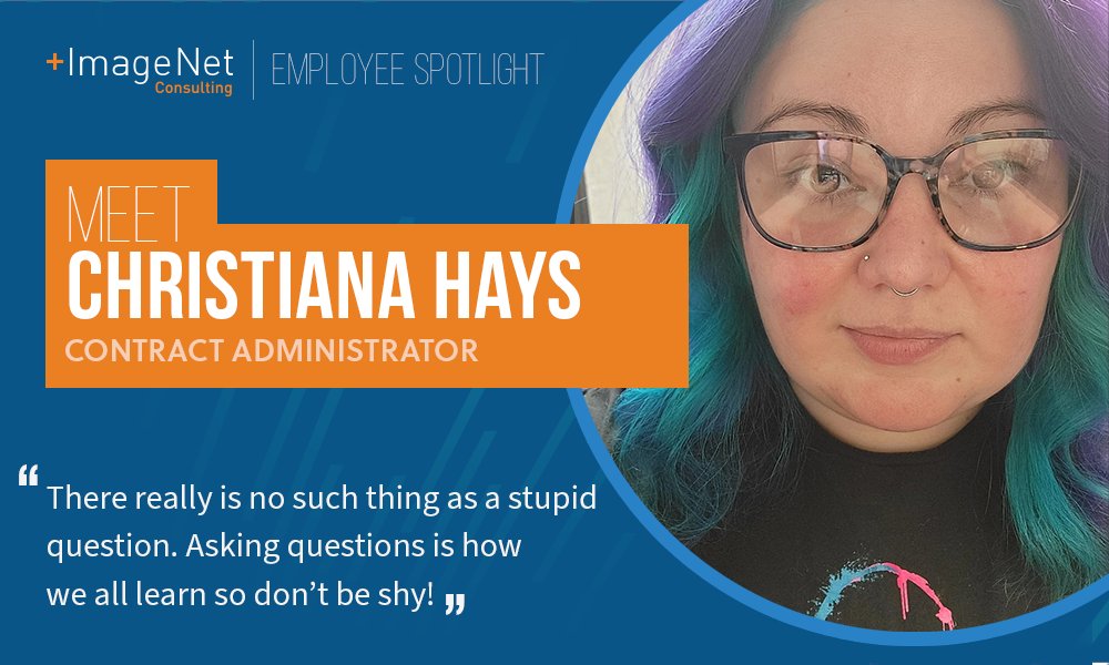 Meet Christiana Hays our Contract Administrator. 💡Christiana's coworkers say: 'She always has innovative ideas that help better our department.' 🏰 She LOVES Disney! ❤️Christiana's favorite thing about ImageNet: 'You truly become part of a family when you start working here.'