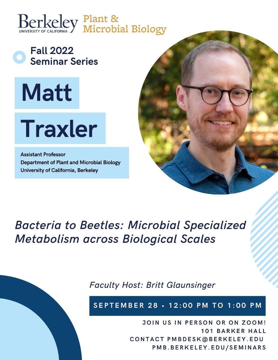 Thrilled to announce that Matt will be giving his tenure talk at the @PMB_Berkeley seminar this Wednesday @ noon (PT)! Join us in person or on Zoom!