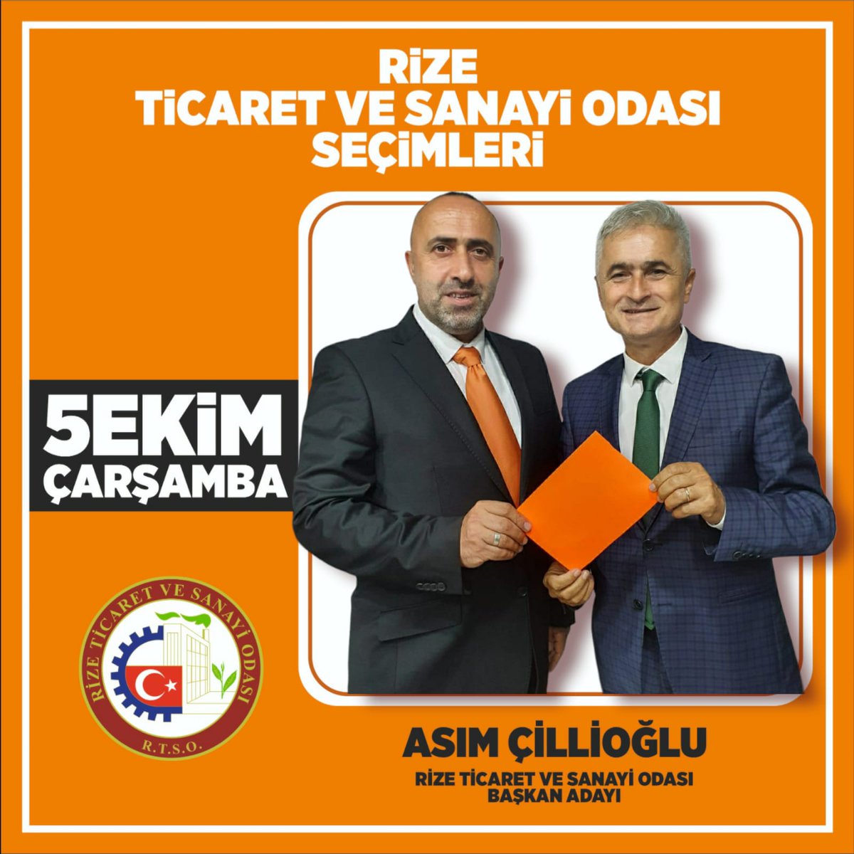 skaraca53's tweet photo. 5 Ekim 2022 tarihinde yapılacak olan Rize Ticaret ve Sanayi Odası seçimlerinde 19.meslek grubunda meclis üyesi adayıyım. Değişim için oy pusula rengimiz turuncu. https://t.co/u1o4zc6jj5