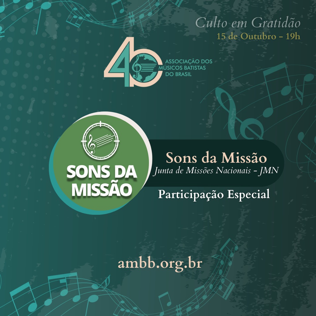 batistasdacbb's tweet photo. 40 ANOS DA AMBB

No dia 15 de outubro, celebraremos o 40° aniversário AMBB, na PIB em Madureira (RJ) e transmissão ao vivo no canal da AMBB no Youtube.

Marque e convide os músicos da sua Igreja para esta festa. Mais informações no site https://t.co/z7nWqdg40L

#CBB #AMBB https://t.co/BHvawzOj9c