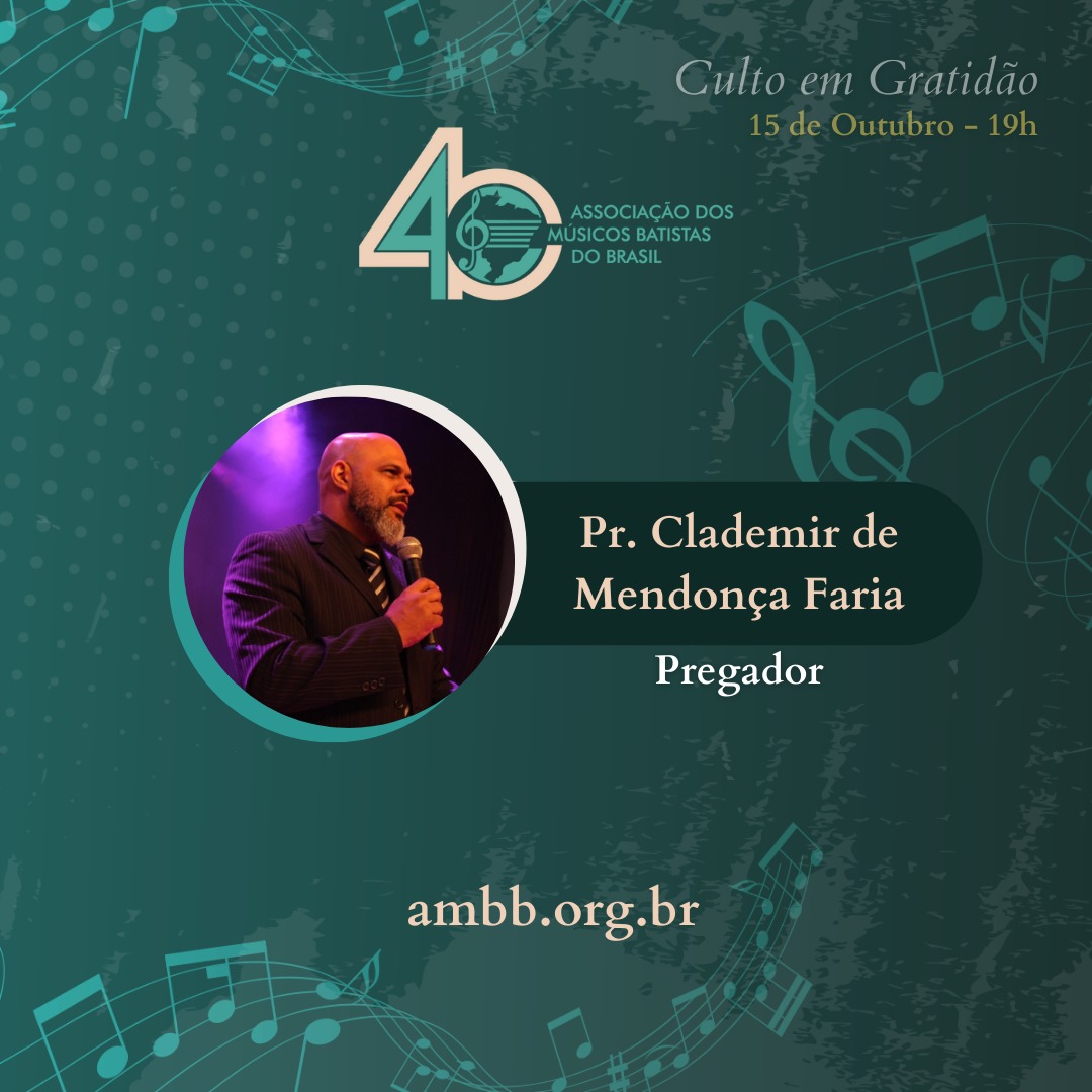 batistasdacbb's tweet photo. 40 ANOS DA AMBB

No dia 15 de outubro, celebraremos o 40° aniversário AMBB, na PIB em Madureira (RJ) e transmissão ao vivo no canal da AMBB no Youtube.

Marque e convide os músicos da sua Igreja para esta festa. Mais informações no site https://t.co/z7nWqdg40L

#CBB #AMBB https://t.co/BHvawzOj9c