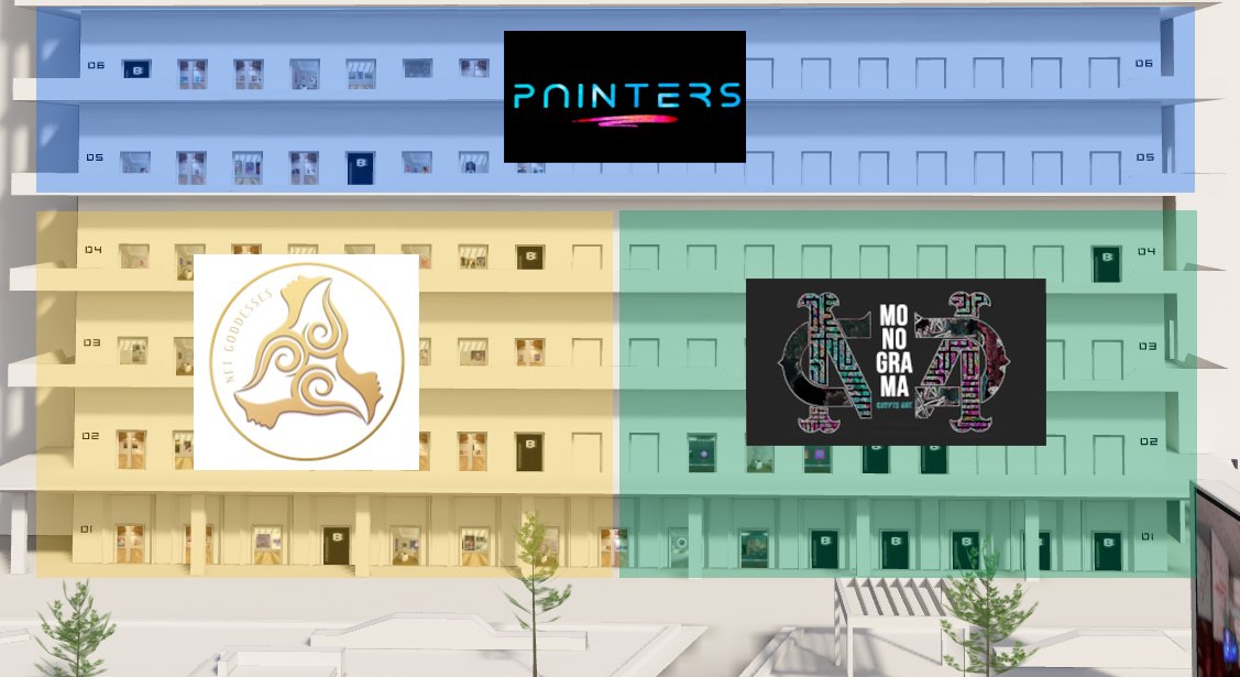 Only 2 days for our CUB3 building party! 🎉

Have you had the chance to visit our artist galleries?

Visit our building on <a href="/OM100m/">OM</a> here ⬇️:

oncyber.vercel.app/6529om?coords=…

✨1st - 4th floor (left): <a href="/NFTGoddesses/">NFTGoddesses</a> 
✨1st - 4th floor (right): <a href="/MONOGRAMA_NFT/">爪όησ𝑔𝓻αᗰΔ - 1st GLOBAL ARTIVIST COLLECTVE ✊</a> 
✨5th floor: <a href="/NFT_Painters/">NFT Painters</a>