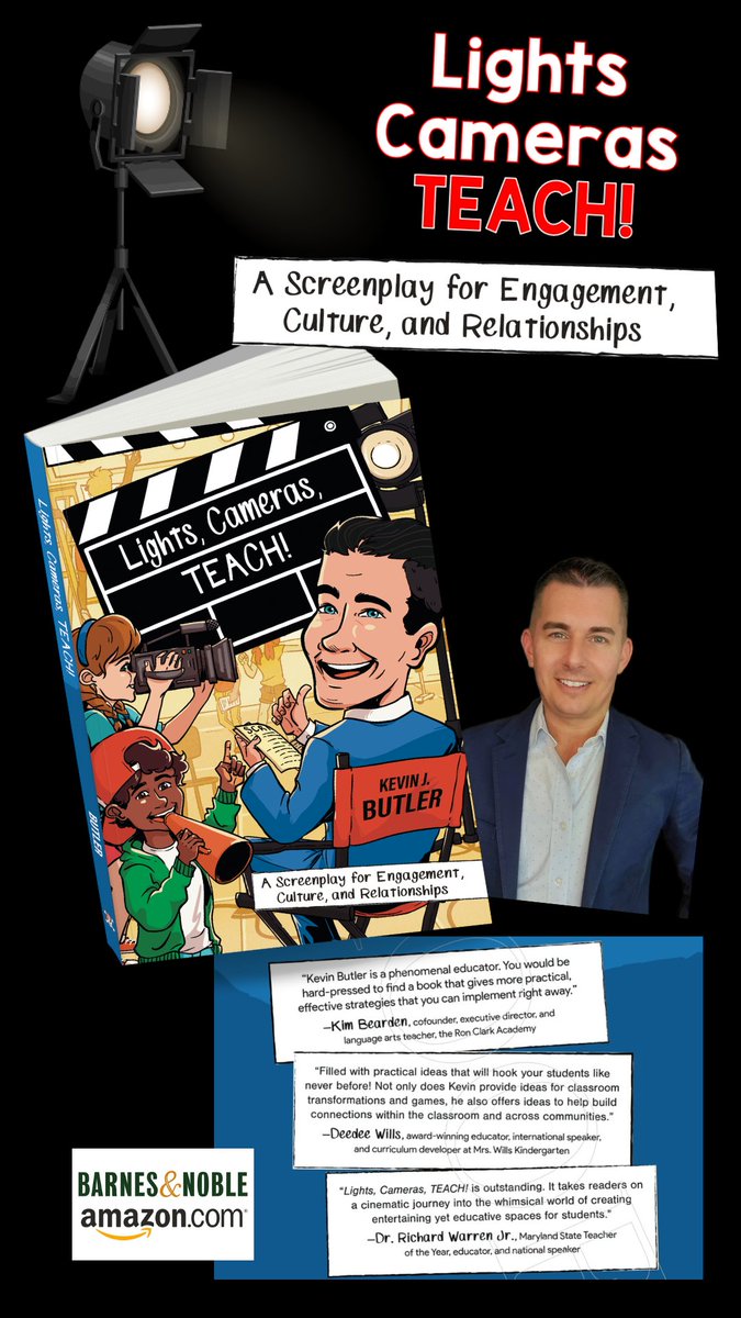 Lights, Cameras, TEACH is the perfect book for a school-wide read, book club, or PLC 
tinyurl.com/3hu4tk9a

#education #teachbetter
#edutwitter #teachertwitter #LightsCamerasTEACH #tlap <a href="/dbc_inc/">Dave Burgess Consulting, Inc.</a> <a href="/teachbetterteam/">Teach Better Team</a>