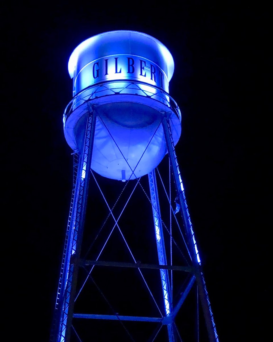 The Gilbert Water Tower will be lit blue tonight through Wednesday, September 28th for Alopecia Areata Awareness Month. 💙

This lighting request was submitted by Bald Girls Do Lunch (<a href="/alopecia/">Bald Girls Do Lunch, alopecia areata nonprofit</a>). #LightUpGilbert

Learn more ➡️ glbrt.is/LightUpGilbert