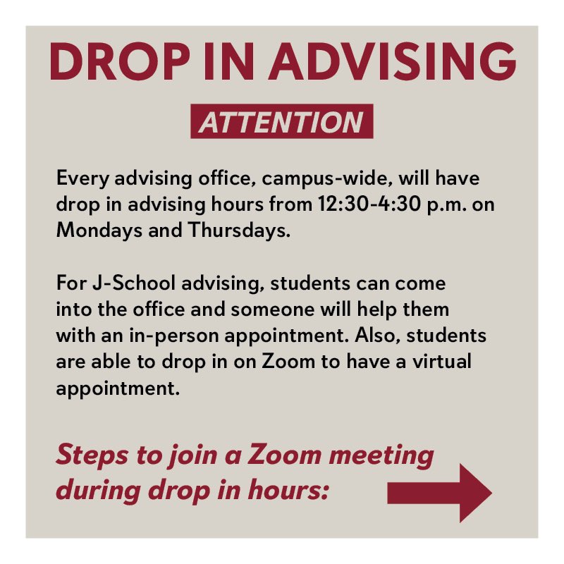 KUJAdvising's tweet photo. Drop in hours are from 12:30-4:30 p.m. on Mondays and Thursdays! If you would like to meet with an advisor in-person, come in to 117 Stauffer-Flint and someone will help you. If you would rather meet with an advisor on Zoom, follow these steps! (1/2) https://t.co/Y8pQfSorMW