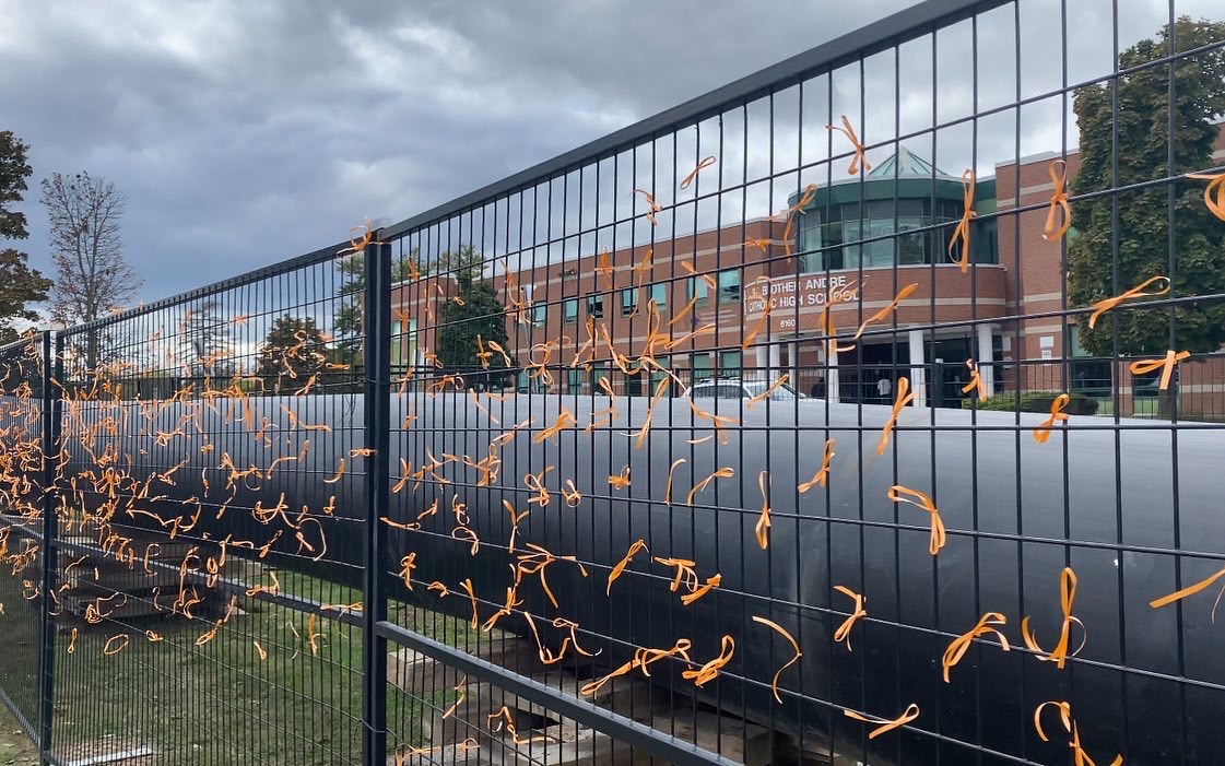 SBAFaithCouncil's tweet photo. In honour of the children from the residential school tragedy, we have tied orange bows in remembrance for reconciliation week.
@IE_ycdsb | #ycdsb #ECMYCDSB #OrangeShirtDay https://t.co/khGJD9LQnl
