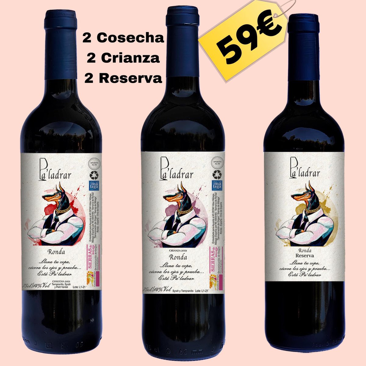 paladrar_'s tweet photo. Si los vinos tintos son lo tuyo, ¡éste es tu pack!, cada uno en su variedad te dejará el mejor de los sabores de boca.
2 Pa’Ladrar Cosecha
2 Pa’Ladrar Crianza
2 Pa’Ladrar Reserva
¿Has pedido el tuyo?  Vamos , están Pa’Ladrar 🍷 
Iva y gastos de envío incluidos 
#vino #wine #tinto https://t.co/KnUMoMf6w0
