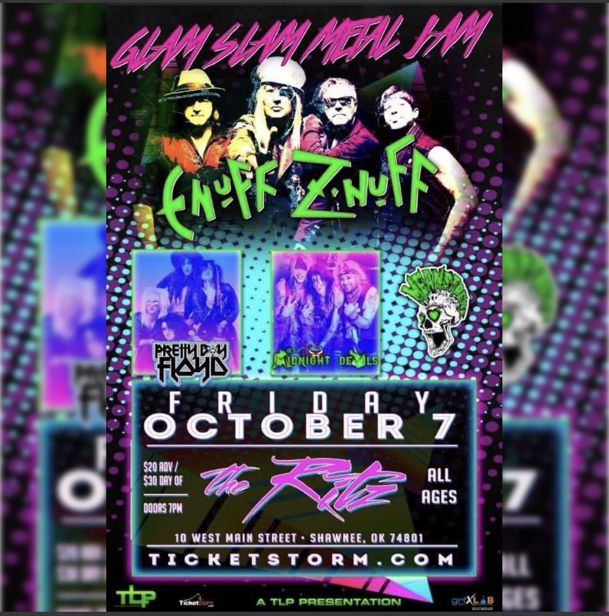 PBF323's tweet photo. Venue change. Make your plans now. Plus some VIPs are available, just message summerspbf@yahoo.com for details! #prettyboyfloyd #enuffznuff #midnightdevils #glamslammetaljam https://t.co/UhDUfCE59R