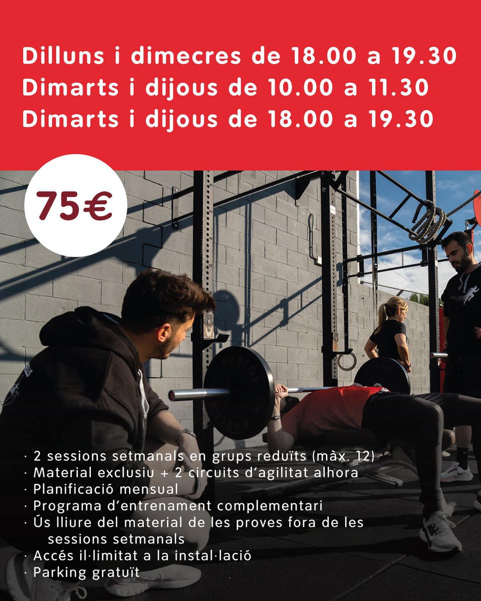 Cem_sistrells's tweet photo. Preparació física per oposicions
🔺Entrenaments específics
🔺Grups reduïts
🔺Material exclusiu
🔺Parking gratuït
I molt més…
Vine i t’ajudarem a assolir els teus objectius 👊🏽💥

#oposicions #gub #mossos #policialocal #cemsistrells #cemsistrellsbadalona #sistrells #badalona #Opos https://t.co/kHu4xRfaC3