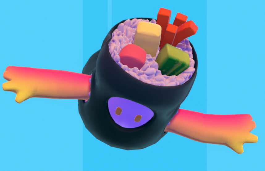 BaffeDelet's tweet photo. @FallGuysGame 
Okay, me and my friend is having a very important dicussion.
And we do have a bet on who wins so make sure to be truthful.
On the "Classic Sushi Roll" skin, is the green bit "Cucumber" or "Avocado"????

The loser has to pay for the first date. https://t.co/uiWvbHWIvB