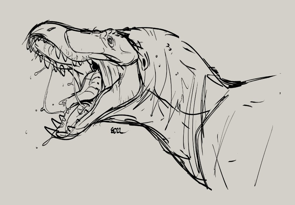 I've been busy with school so I don't have much time for art outside of classes but here's a random spitty theropod 
#dinosaur #theropod