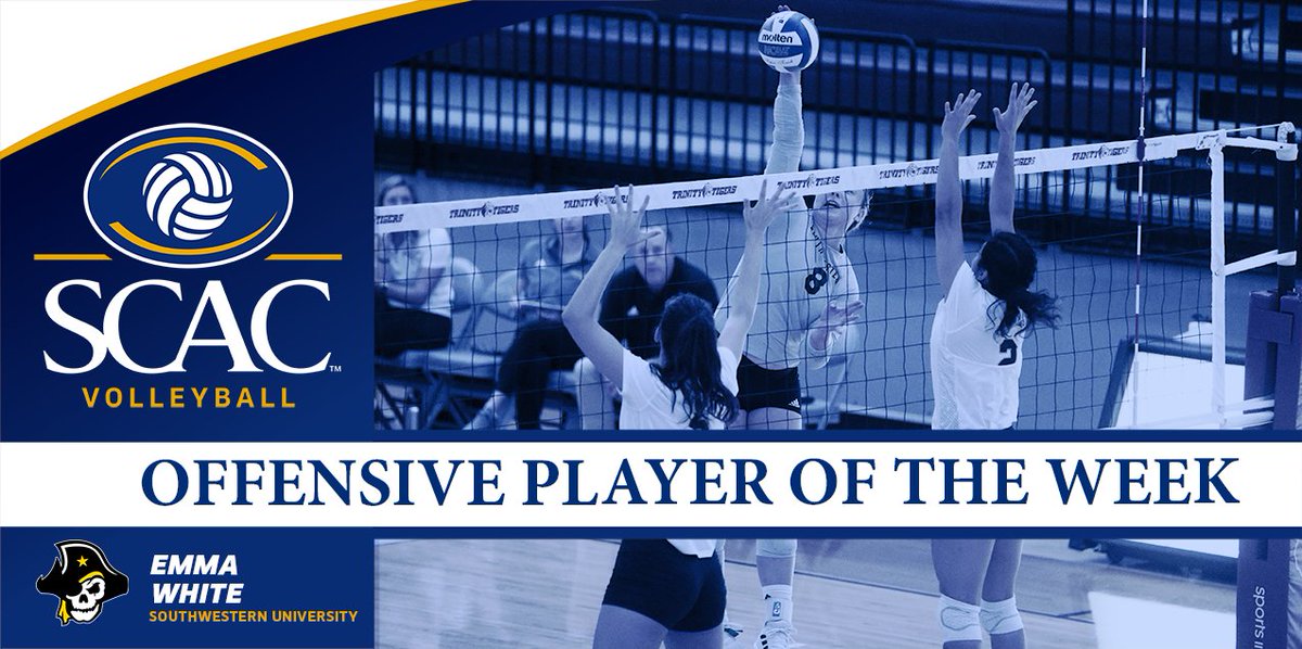 Week 4 of #SCACVb - Emma White of <a href="/SUPirates/">Southwestern Pirates</a> earns Offensive Player of the Week!🏐

📰 | bit.ly/3C99vX1

#SCACPride | #d3vb