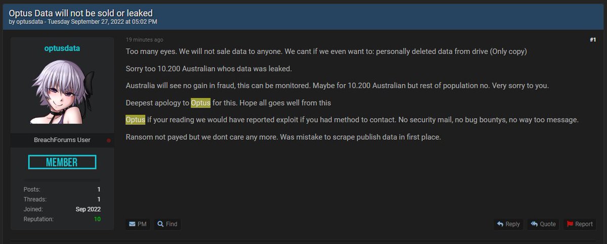 What's the bet Optus paid the ransom on the agreement that the threat actor state that the ransom wasn't paid? #optus #OptusHack #OptusDataBreach