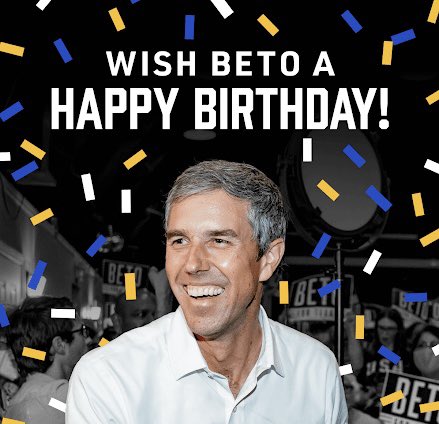AMHotFlash's tweet photo. Today is @BetoORourke’s birthday. HAPPY BIRTHDAY BETO!!!!!! https://t.co/T27wCqKA1x