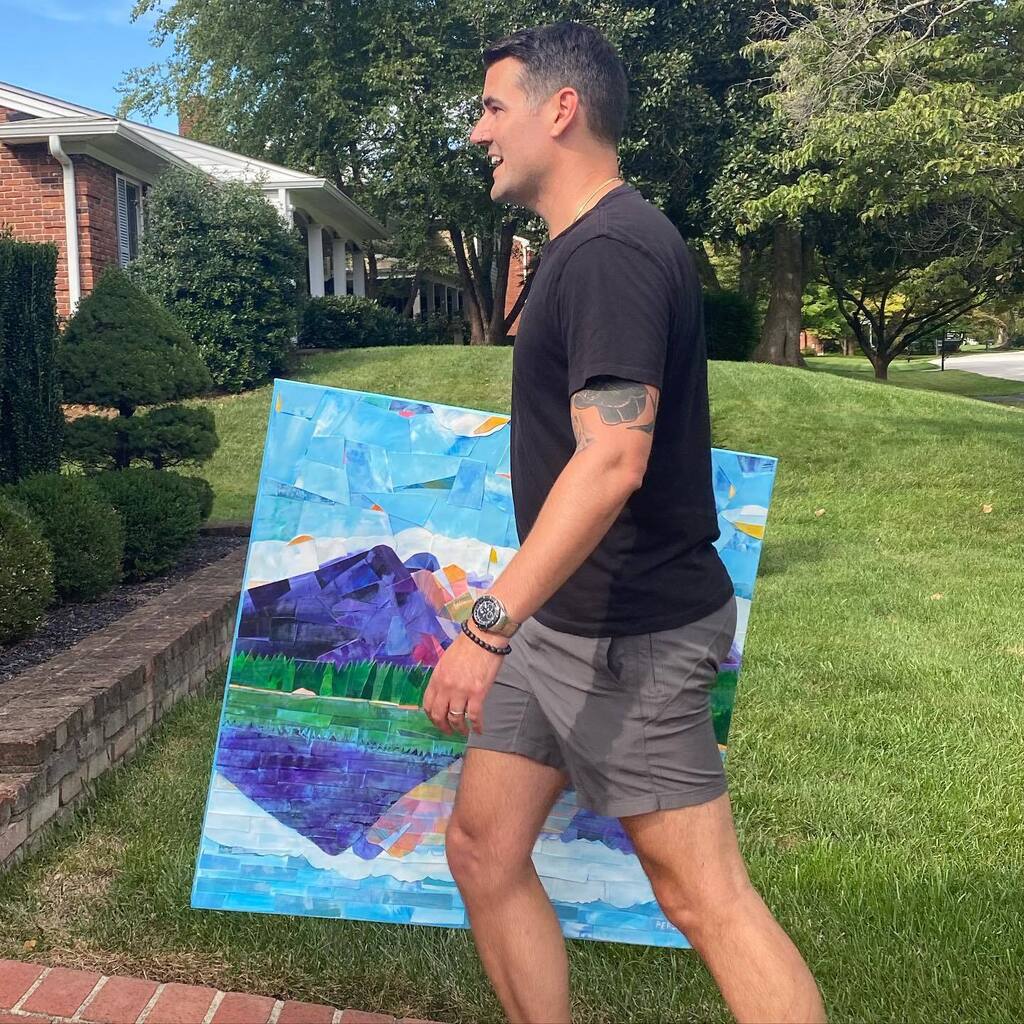andyperez's tweet photo. A couple weeks ago I delivered a commission to some great friends. Just now getting around to sharing the pics. This one is a 36” x 36”view of the Rocky Mountains. 
.
.
.
.
.
#andyperez #andyperezart #artwork  #artoftheday #artofinstagram #instaart #artl… https://t.co/17yUwVOlPJ https://t.co/6riaKYrtLj