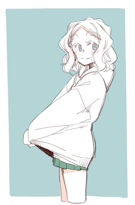 パーカーちびっこちゃん。だぼパーカーから伸びるすらっとした脚が好き(*^ω^*) #ちびっこちゃん朝活 