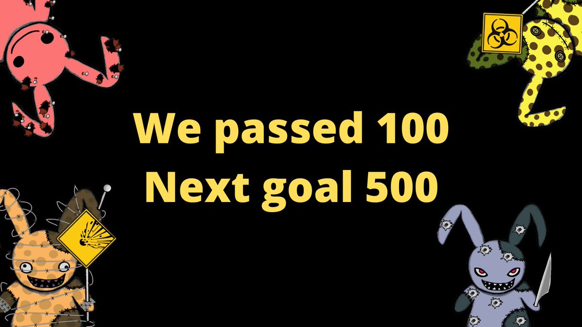 💀🐰🔪WE ARE ALREADY 173💀🐰🔪

Crazy Stuffed Bunnies

💸MINT FREE (first 500 items) IN:
crazystuffedbunnies.online

Opensea
opensea.io/collection/cra…

#nft #nftart #nftartist #nfts #nftcollector #nftcommunity #cryptoart #critoartist #nftphotography #nftanimation #nftvideo #digitalart