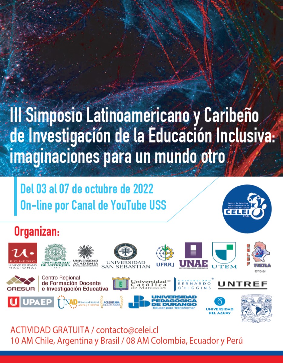 centro_celei's tweet photo. CELEI, junto a 17 universidades de Latinoamérica, te invita a participar del III Simposio Latinoamericano y Caribeño de Investigación de la Educación Inclusiva: imaginaciones para un mundo otro. Del 03 al 07 de octubre de 2022. 

Más info: https://t.co/fwS2qEbT2v https://t.co/3WPyRu7JX3