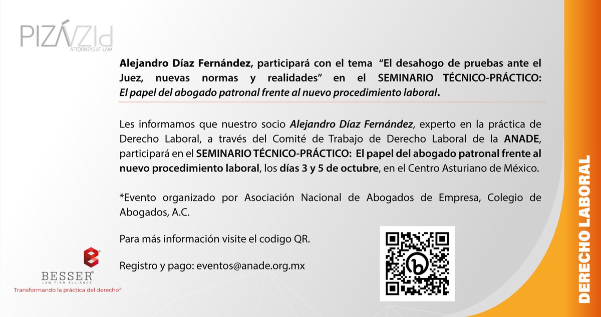 BesserLaw's tweet photo. #SocioBesser #DerechoLaboral

Alejandro Díaz Fernández socio experto en Derecho Laboral, participará con el tema “El desahogo de pruebas ante el Juez, nuevas normas y realidades” en el SEMINARIO TÉCNICO-PRÁCTICO: El papel del abogado patronal frente al nuevo procedimiento laboral https://t.co/zA5UH41FcQ