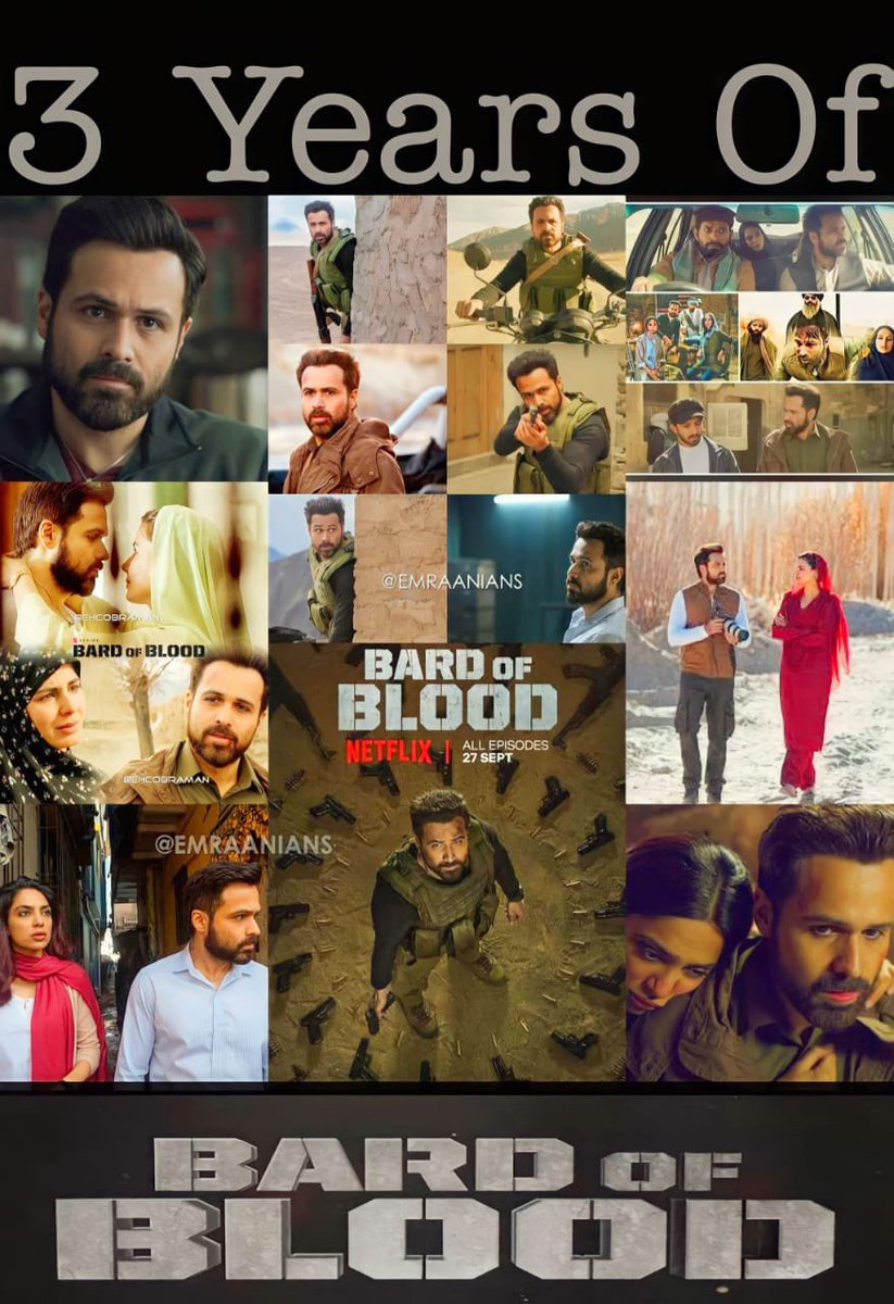 Intense action 👊🏻Tremendous performances 😎
And A Gripping mission that kept everyone on the edge of 😘
3 Years Of Bard Of Blood 
@KkcAbid ❤️😘
@emraanhashmi @vineetkumar_s @sobhitaD @Jaiahlawat @IamKirtiKulhari @ribhudasgupta @iamsrk @RedChilliesEnt 
#EmraanHashmi #BardOfBlood