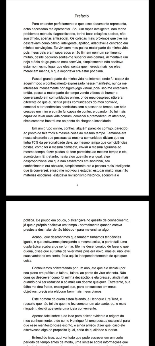 Anne_m02's tweet photo. Oq o verme que matou a aluna cadeirante em barreiras Bahia escreveu, a carta foi postada em seu twitter @hannya_88 (conta suspensa) 
#barreiras 
#atentado https://t.co/IJI4B78MWQ