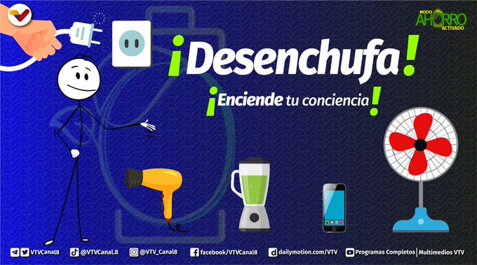 #ActivaLaConciencia💡| Los enchufes deben quedar liberados. Desconéctalos cuando no los uses 🔌
 
✅ Aprovecha el día y ahorra energía 🌞
✅ Da luz verde a tu vida, ahorra energía ♻️

#28Sep