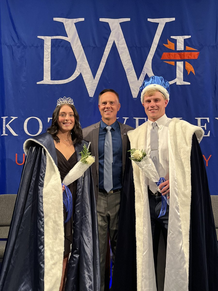DakotaWesleyan's tweet photo. Our 2022 homecoming royalty are ... Darby Deffenbaugh and Adam DeJong! We also crowned our Beanie Royalty, Erynn Gerlach and Max Raab. Congratulations to these selected individuals as well as all this year’s candidates. #BleedBlue #BWdays https://t.co/UtifcHcy3O
