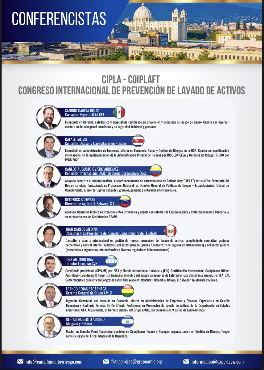 jcmc2710's tweet photo. Nuevamente en Centroamérica! Este 6 y 7 de octubre estaremos en el Congreso CIPLA - COIPLAFT en San Salvador, El Salvador. Más información: https://t.co/0wSzGopmb3 #JuanCarlosMedina #SanSalvador #ElSalvador #CIPLA #COIPLAFT #Cumplimiento #GestiónDeRiesgos https://t.co/ZdYiBP2Dlw