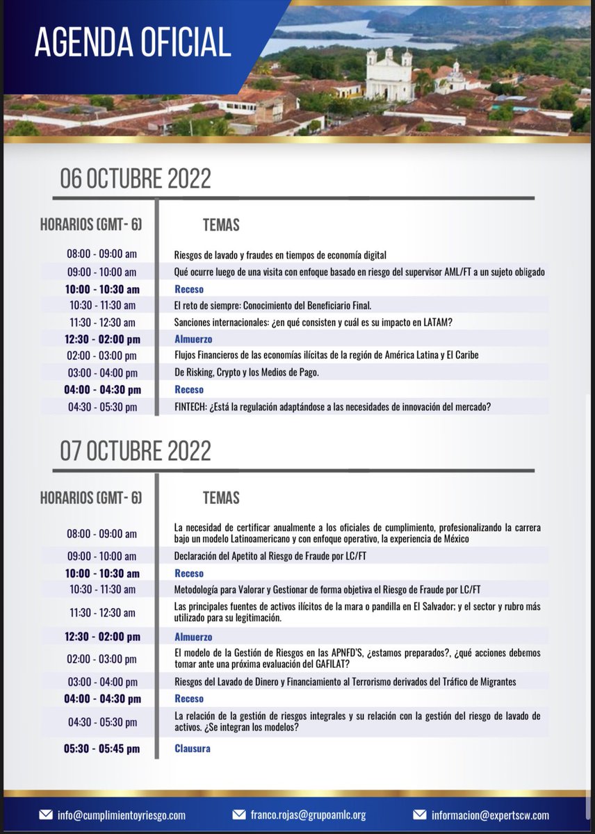 jcmc2710's tweet photo. Nuevamente en Centroamérica! Este 6 y 7 de octubre estaremos en el Congreso CIPLA - COIPLAFT en San Salvador, El Salvador. Más información: https://t.co/0wSzGopmb3 #JuanCarlosMedina #SanSalvador #ElSalvador #CIPLA #COIPLAFT #Cumplimiento #GestiónDeRiesgos https://t.co/ZdYiBP2Dlw