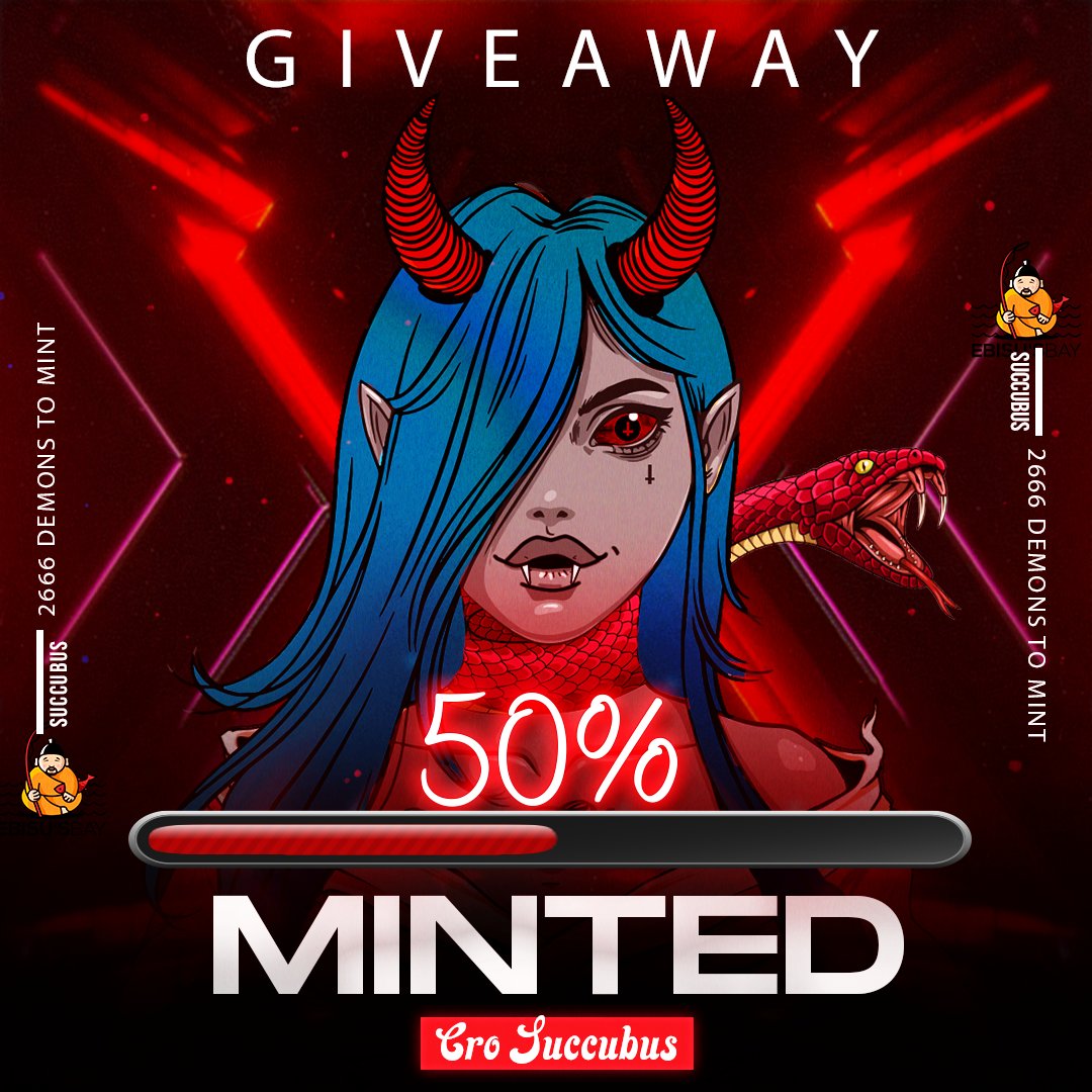 CroSuccubus's tweet photo. We reached 50% of the minted collection. We are a great army of Succubus!

To celebrate this great milestone, our demons will be rewarded.

🎁GIVEAWAY 🎁

Prize: 1 NFT Succubus

✅ RT and LIKE
✅ FOLLOW @crosuccubus
✅ Tag at least 3 friends

⏲ Result: 72h https://t.co/EoYAowHEvO
